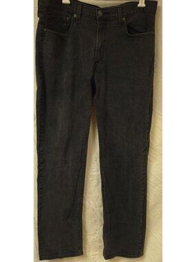 Levi's Premium Big E 501 Button Fly Mens 35X32 Black Straight Leg Denim Jeans